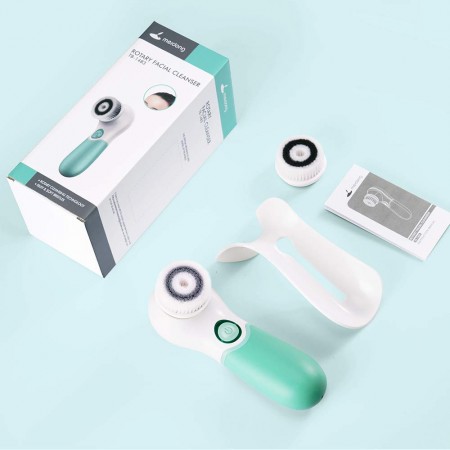 Meidong Facial Cleansing Brush, Face Cleansing Brush, Exfoliating Brush Face Brush Waterproof Face Scrubber 2-Speed & 2 Brush Heads for Gentle/Deep Cleansing, Exfoliating, Blackhead Removing