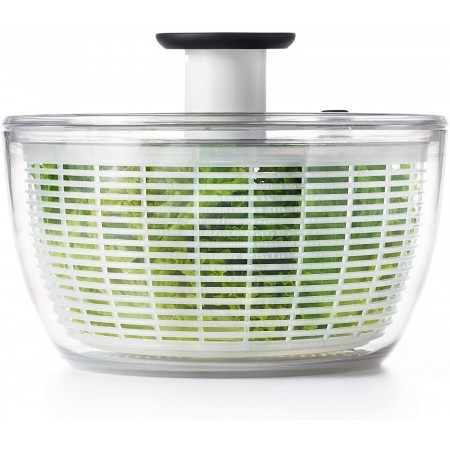 Meidong Salad Spinner Large 6.2 Quart Lettuce Greens Washer Dryer Drainer Crisper Strainer, Easy One-Hand Pump Operation, Compact Storage, Perfect for Washing & Drying Leafy Vegetables