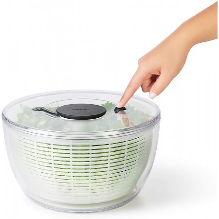 Brieftons 6.2-Quart Large Salad Spinner: Vegetable Washer Dryer Drainer  Strainer with Bowl & Colander, Easy One-Handed Pump, Compact Storage, for