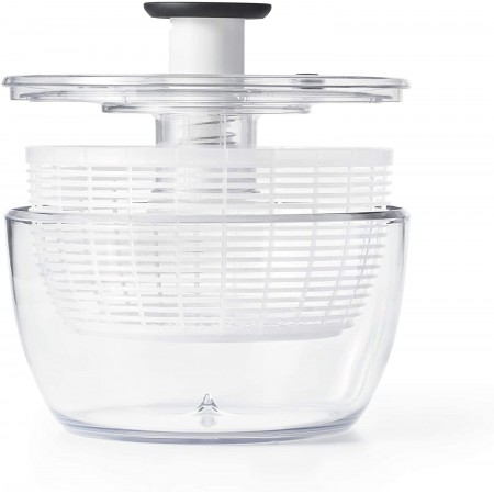 Meidong Salad Spinner Large 6.2 Quart Lettuce Greens Washer Dryer Drainer Crisper Strainer, Easy One-Hand Pump Operation, Compact Storage, Perfect for Washing & Drying Leafy Vegetables