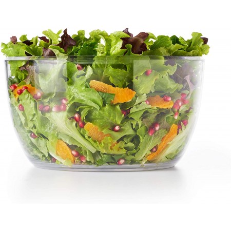 Meidong Salad Spinner Large 6.2 Quart Lettuce Greens Washer Dryer Drainer Crisper Strainer, Easy One-Hand Pump Operation, Compact Storage, Perfect for Washing & Drying Leafy Vegetables