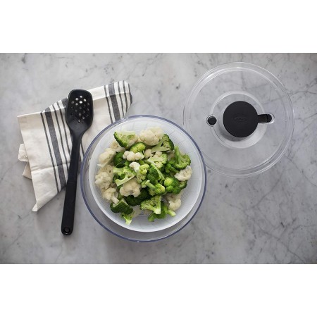 Meidong Salad Spinner Large 6.2 Quart Lettuce Greens Washer Dryer Drainer Crisper Strainer, Easy One-Hand Pump Operation, Compact Storage, Perfect for Washing & Drying Leafy Vegetables