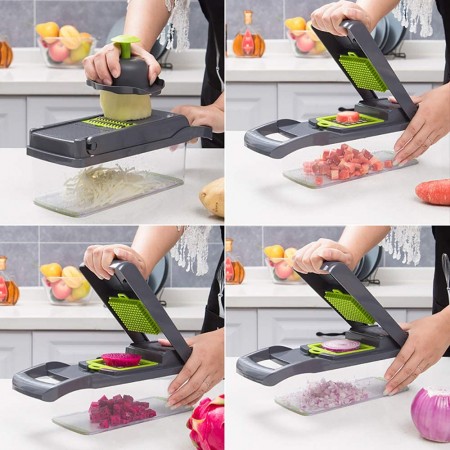 Meidong Vegetable Chopper Spiralizer Slicer Cutter Chopper and Grater 8 in 1 tomato chopper dicer, Pro Food Chopper, Slicer Cutter