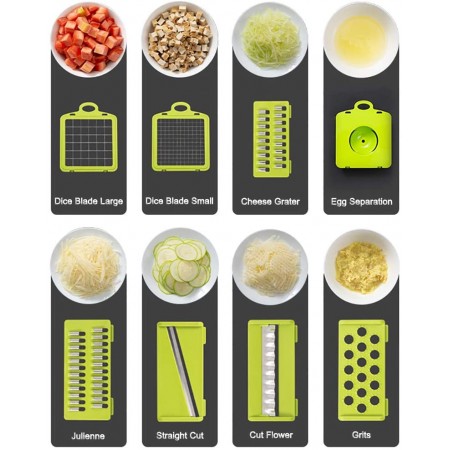 Meidong Vegetable Chopper Spiralizer Slicer Cutter Chopper and Grater 8 in 1 tomato chopper dicer, Pro Food Chopper, Slicer Cutter