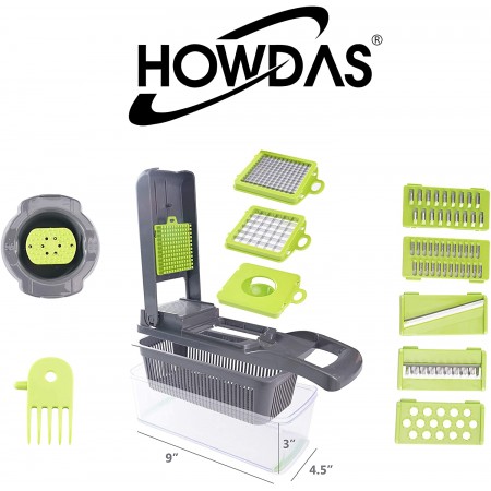 Meidong Vegetable Chopper Spiralizer Slicer Cutter Chopper and Grater 8 in 1 tomato chopper dicer, Pro Food Chopper, Slicer Cutter