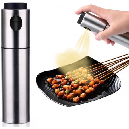 Meidong Olive Oil Sprayer Stainless Steel Refillable Bar Bottles for Cooking, Salad Oil Dressing,BBQ, Grilling and Roasting, 100ml Food Grade Cooking wine & Vinegar Sprayer