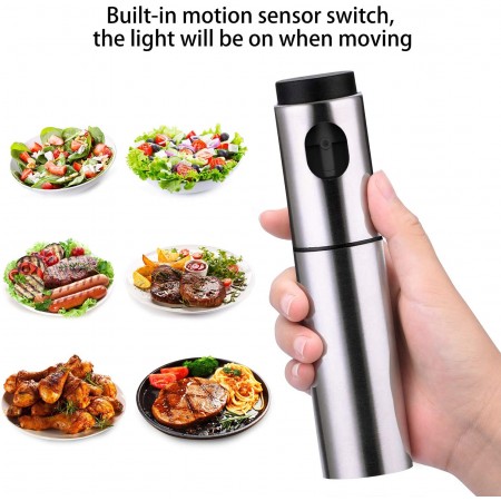 Meidong Olive Oil Sprayer Stainless Steel Refillable Bar Bottles for Cooking, Salad Oil Dressing,BBQ, Grilling and Roasting, 100ml Food Grade Cooking wine & Vinegar Sprayer