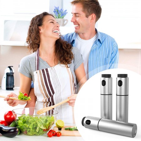 Meidong Olive Oil Sprayer Stainless Steel Refillable Bar Bottles for Cooking, Salad Oil Dressing,BBQ, Grilling and Roasting, 100ml Food Grade Cooking wine & Vinegar Sprayer