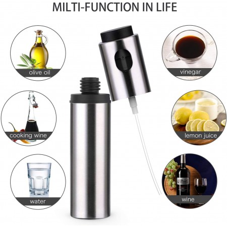 Meidong Olive Oil Sprayer Stainless Steel Refillable Bar Bottles for Cooking, Salad Oil Dressing,BBQ, Grilling and Roasting, 100ml Food Grade Cooking wine & Vinegar Sprayer