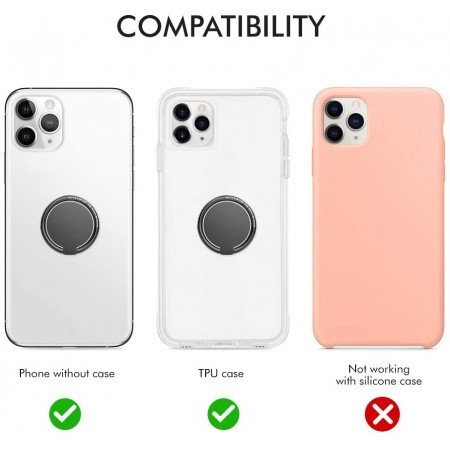 Meidong mobile phone ring stand finger stand-360° rotating metal ring clip for magnetic car mount compatible with all smartphones-Rose Gold, Gun-Black