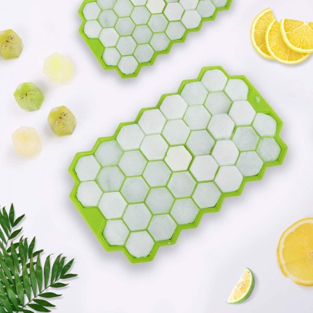 Ice Cube Trays, Meidong 2 Pack Silicone Ice Cube Molds with Lid Flexible 74-Ice Trays BPA Free, for Whiskey, Cocktail, Stackable Flexible Safe Ice Cube Molds