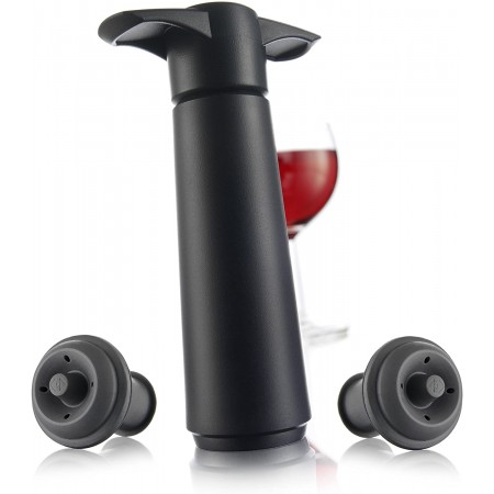 Meidong Wine Saver Pump with 2 x Vacuum Bottle Stoppers - Black (Black Pump + 4 Stoppers)