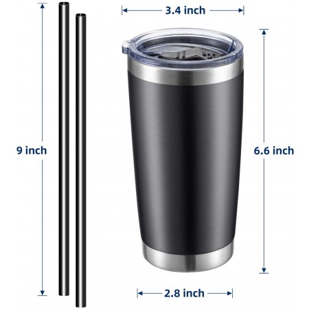 Meidong 20oz Stainless Steel Tumbler with Lid and Straw, Vacuum Insulated Tumbler Cup, Double Wall Coffee Tumbler, Powder Coated Travel Coffee Mug