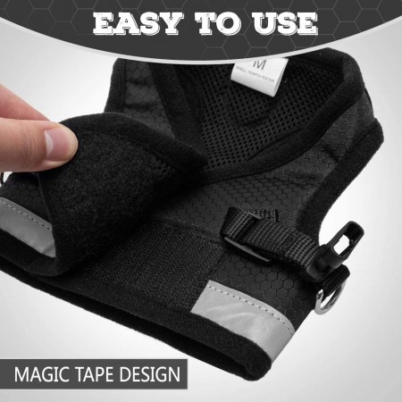 Meidong Cat Harness and Leash for Walking, Escape Proof Soft Adjustable Vest Harnesses for Medium Large Cats, Easy Control Breathable Pet Safety Jacket with Reflective Strips & 1 Metal Leash Ring