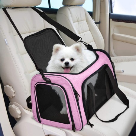 Meidong Cat Carriers Dog Carrier Pet Carrier for Small Medium Cats Dogs Puppies of 15 Lbs, TSA Airline Approved Small Dog Carrier Soft Sided, Collapsible Puppy Carrier - Black Grey Pink Purple Blue