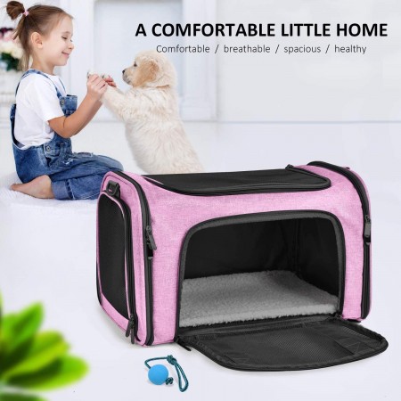 Meidong Cat Carriers Dog Carrier Pet Carrier for Small Medium Cats Dogs Puppies of 15 Lbs, TSA Airline Approved Small Dog Carrier Soft Sided, Collapsible Puppy Carrier - Black Grey Pink Purple Blue