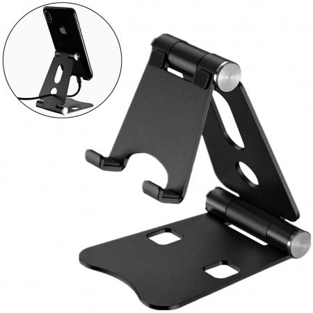 Meidong Cell Phone Stand, Fully Foldable, Adjustable Desktop Phone Holder Cradle Dock Compatible with Phone 11 Pro Xs Xs Max Xr X 8, iPad mini, Nintendo Switch, Tablets (7-10"), All Phones