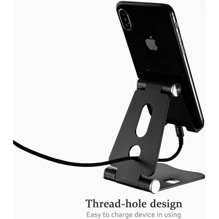 Meidong Cell Phone Stand, Fully Foldable, Adjustable Desktop Phone Holder Cradle Dock Compatible with Phone 11 Pro Xs Xs Max Xr X 8, iPad mini, Nintendo Switch, Tablets (7-10"), All Phones