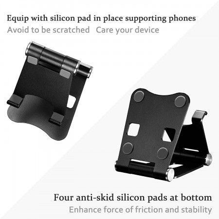Meidong Cell Phone Stand, Fully Foldable, Adjustable Desktop Phone Holder Cradle Dock Compatible with Phone 11 Pro Xs Xs Max Xr X 8, iPad mini, Nintendo Switch, Tablets (7-10"), All Phones