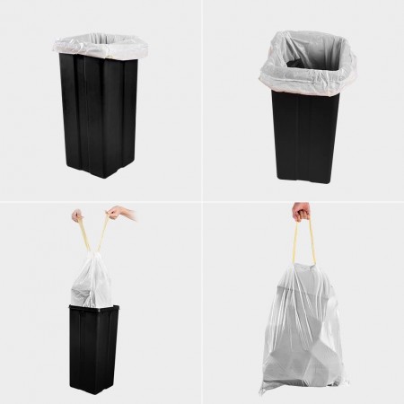 Meidong Trash Bags, Garbage Bags 13 Gallon Large Tall Kitchen Drawstring Strong Bags For Trash Can Garbage Bin, 5 Rolls/115 Counts