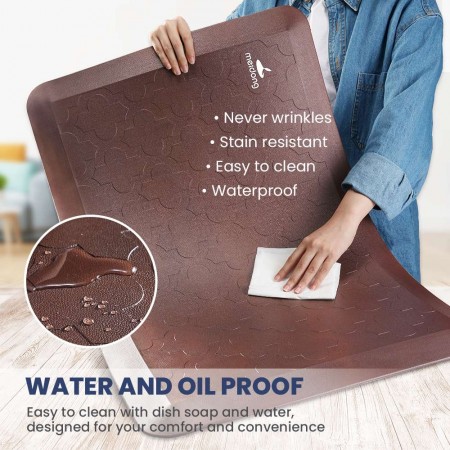 Kitchen Rugs Anti Fatigue Floor Mat Thickened Waterproof Non-Slip Standing Mat Ergonomic Comfort Floor Rug for Kitchen Office (Brown)