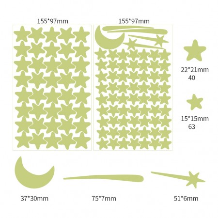 Meidong 361pcs Glow in The Dark Wall Stickers, Bright and Realistic Stars,Moon and Dots , Shining Decoration for children, Beautiful Wall Decals,DIY Decals for Kids Bedroom Room Ceiling (Green)