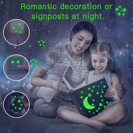 Meidong 361pcs Glow in The Dark Wall Stickers, Bright and Realistic Stars,Moon and Dots , Shining Decoration for children, Beautiful Wall Decals,DIY Decals for Kids Bedroom Room Ceiling (Green)