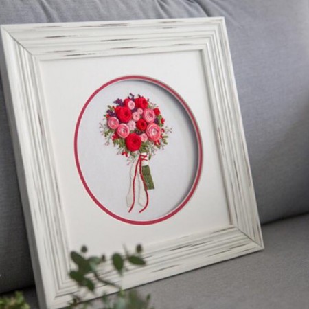 Meidong DIY Embroidery Starter Kit, Cotton Fibric with Stamped Pattern, 8 inch Embroidery Hoop, Color Threads, and Needles