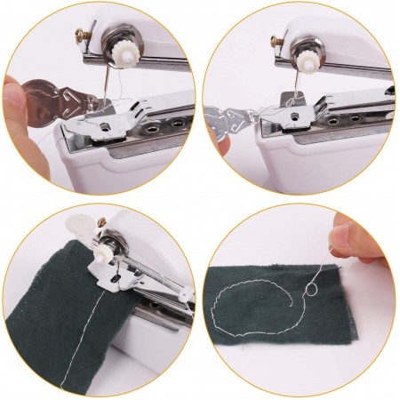 Meidong Handheld Sewing Machine, Cordless Handheld Electric Sewing Machine, Quick Handy Stitch for Fabric Clothing Kids Cloth Pet Clothes (Battery Not Included)