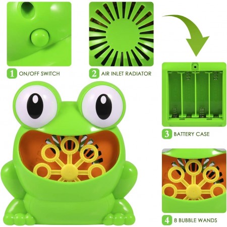 Meidong Bubble Machine, Automatic Durable Bubble Blower Over 500 Bubbles Per Minute with 1 Bottle Bubble Maker and 2 Bubble Wands for 2-17 Year Old Kids, Outdoors, Party, Wedding