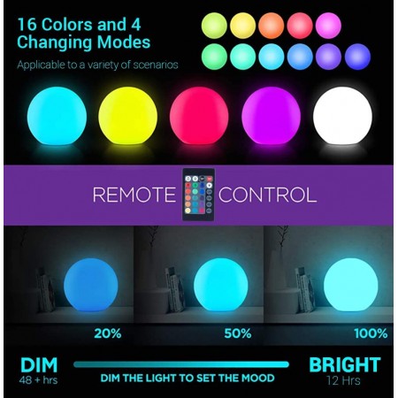 Meidong Pond Decor, 6-inch Light Ball Outdoor 16 RGB Colors Changing LED Floating Pool Lights with Remote Control, Perfect for Pool, Deck, Lawn, and Patio Decor