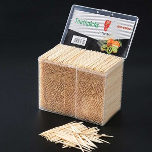 Meidong Bamboo Toothpicks Wooden - 3500CT, Sturdy Safe Paper Box, 1 Box of 3500 PCS, Party Catering Appetizer Fruit Cocktail Dessert Barbecue Art Craft Teeth Cleaning