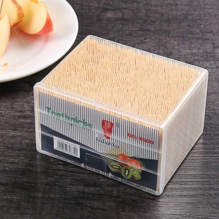 Meidong Bamboo Toothpicks Wooden - 3500CT, Sturdy Safe Paper Box, 1 Box of 3500 PCS, Party Catering Appetizer Fruit Cocktail Dessert Barbecue Art Craft Teeth Cleaning