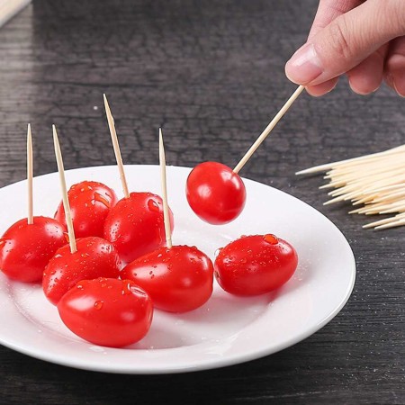 Meidong Bamboo Toothpicks Wooden - 3500CT, Sturdy Safe Paper Box, 1 Box of 3500 PCS, Party Catering Appetizer Fruit Cocktail Dessert Barbecue Art Craft Teeth Cleaning