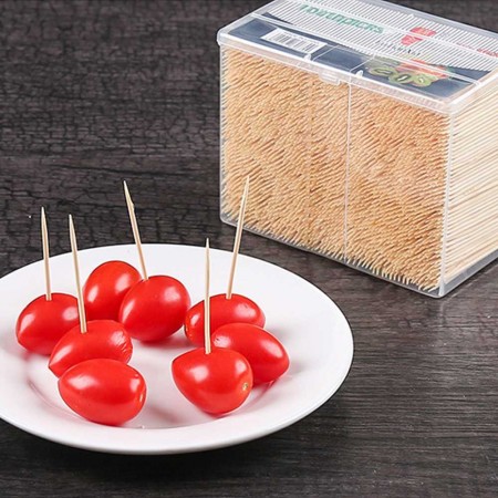 Meidong Bamboo Toothpicks Wooden - 3500CT, Sturdy Safe Paper Box, 1 Box of 3500 PCS, Party Catering Appetizer Fruit Cocktail Dessert Barbecue Art Craft Teeth Cleaning