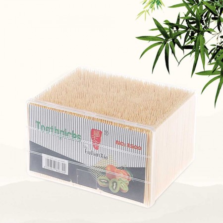 Meidong Bamboo Toothpicks Wooden - 3500CT, Sturdy Safe Paper Box, 1 Box of 3500 PCS, Party Catering Appetizer Fruit Cocktail Dessert Barbecue Art Craft Teeth Cleaning