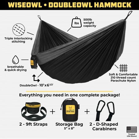 Meidong Hammock Camping Double & Single with Tree Straps - USA Based Hammocks Brand Gear, Indoor Outdoor Backpacking Survival & Travel, Portable