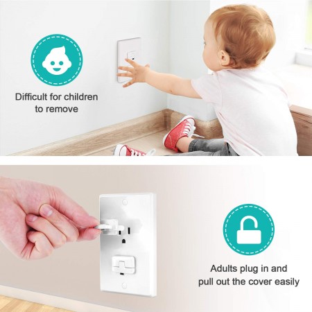 Meidong Baby Proofing Outlet Covers with Hidden Pull Handle (40 Pack) Keep Your Kids and Pets Away from Power Hazard Difficult for Children to Remove Safety Durable ABS Plastic Outlet Plug Protector Cap