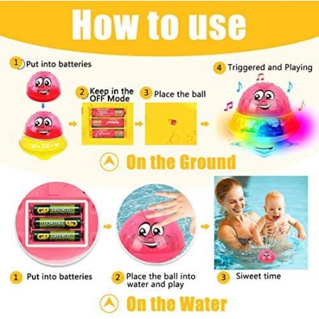 Meidong Bath Toys Bathroom Play Bath Spray Toys with Lamp Electric Automatic Induction Bathing Water Toy (Pink Without Base)