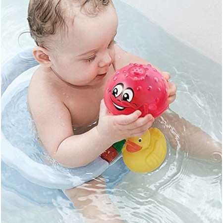 Meidong Bath Toys Bathroom Play Bath Spray Toys with Lamp Electric Automatic Induction Bathing Water Toy (Pink Without Base)