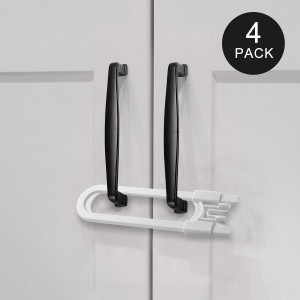 Meidong Sliding Cabinet Locks, U Shaped Baby Safety Locks, Childproof Cabinet Latch for Kitchen Bathroom Storage Doors, Knobs and Handles (4-Pack, White)