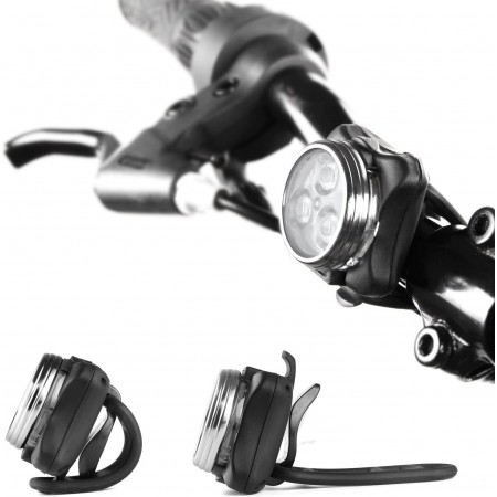 Meidong USB Rechargeable Bike Light Set,Super Bright Front Headlight and Rear LED Bicycle Light,650mah Lithium Battery,4 Light Mode Options(2 USB cables and 4 Strap Included)