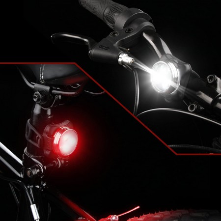 Meidong USB Rechargeable Bike Light Set,Super Bright Front Headlight and Rear LED Bicycle Light,650mah Lithium Battery,4 Light Mode Options(2 USB cables and 4 Strap Included)