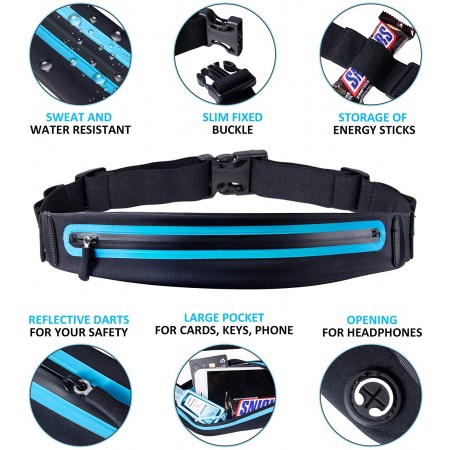Meidong Running Belt, Running Waist Pack for Women&Men USA Patented Hands-Free Reflective Runner Pouch Belt Fitness Workout Bag No-Bounce Adjustable Sport Fanny Pack Phone Holder for iPhone 11 X 8 7 6