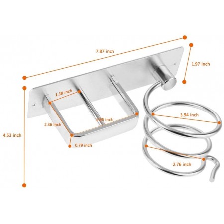 Meidong Wall Mount Aluminum Hair Blow Dryer Holder Organizer with Straightener Storage Stand Rack for Bathroom (Not Include Glue) (Silver)