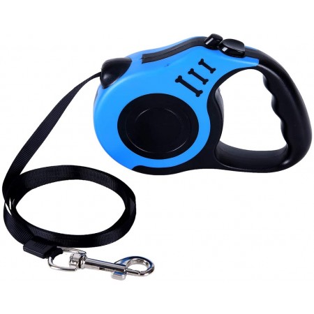 Meidong Retractable Dog Leash 16ft Heavy Duty Pet Walking Leash with Anti-Slip Handle Tangle Free 360 One-Hand Brake Blue/Red
