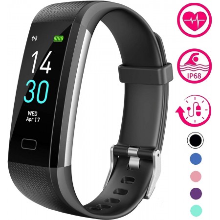 Meidong Fitness Tracker HR, with Blood Pressure Heart Rate Monitor, Pedometer, Sleep Monitor, Calorie Counter, Vibrating Alarm, Clock IP68 Waterproof for Women Men