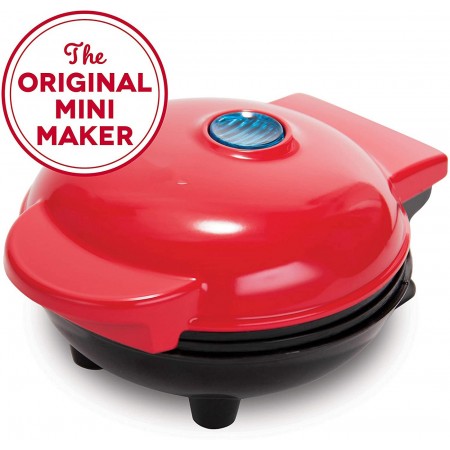 Meidong Mini Maker: The Mini Waffle Maker Machine for Individual Waffles, Paninis, Hash browns, & other on the go Breakfast, Lunch, or Snacks - Red