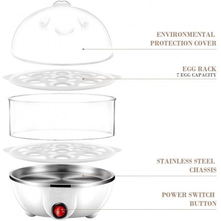 Meidong Rapid Egg Cooker Electric, 14 Capacity Egg Cooker Hard Boiled for Hard Boiled, Poached, Omelets, Steamed Vegetables, Seafood, Dumplings & More with Auto Shut Off Feature (White)