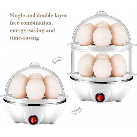 Meidong Rapid Egg Cooker Electric, 14 Capacity Egg Cooker Hard Boiled for Hard Boiled, Poached, Omelets, Steamed Vegetables, Seafood, Dumplings & More with Auto Shut Off Feature (White)
